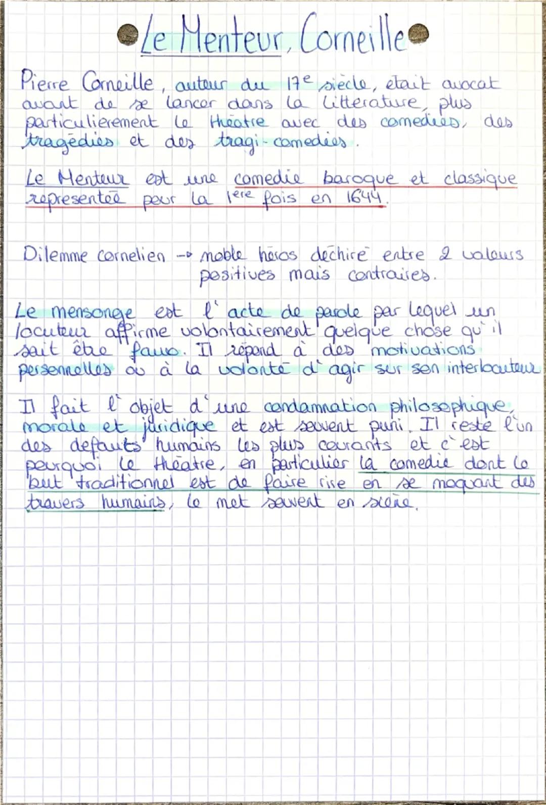 # Le Menteur, Corneille
Pierre Corneille, auteur du 17e siècle, était avocat avant de se lancer dans la littérature, plus particulièrement