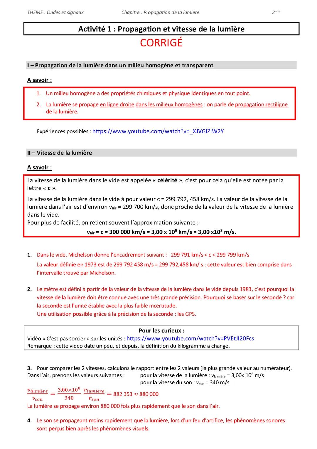 Vitesse de la lumière et ordre de grandeur