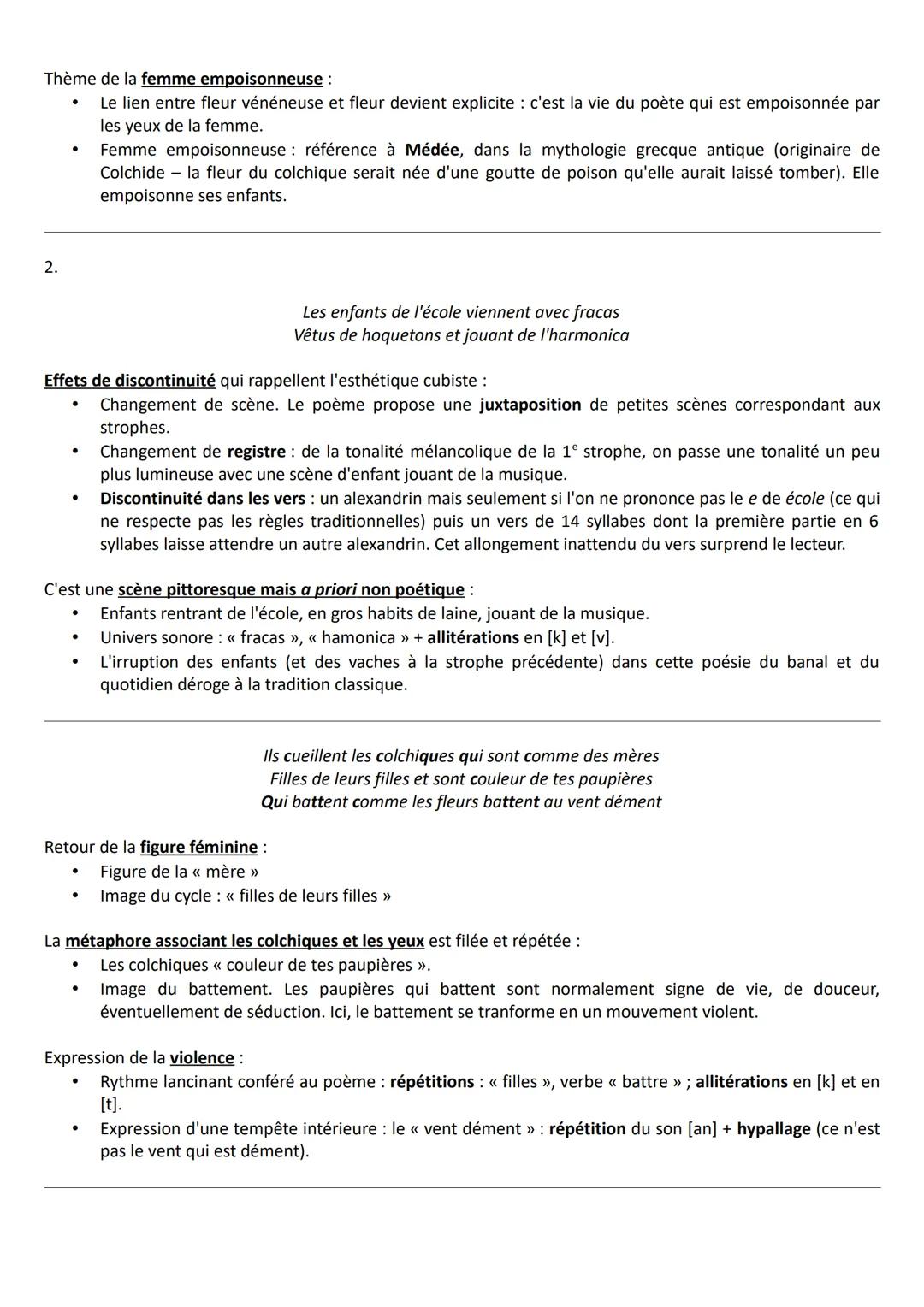 TEXTE 5
GUILLAUME APOLLINAIRE, « LES COLCHIQUES >>
Eléments d'introduction
* Titre = fleur → promesse d'un poème bucolique, peut-être d