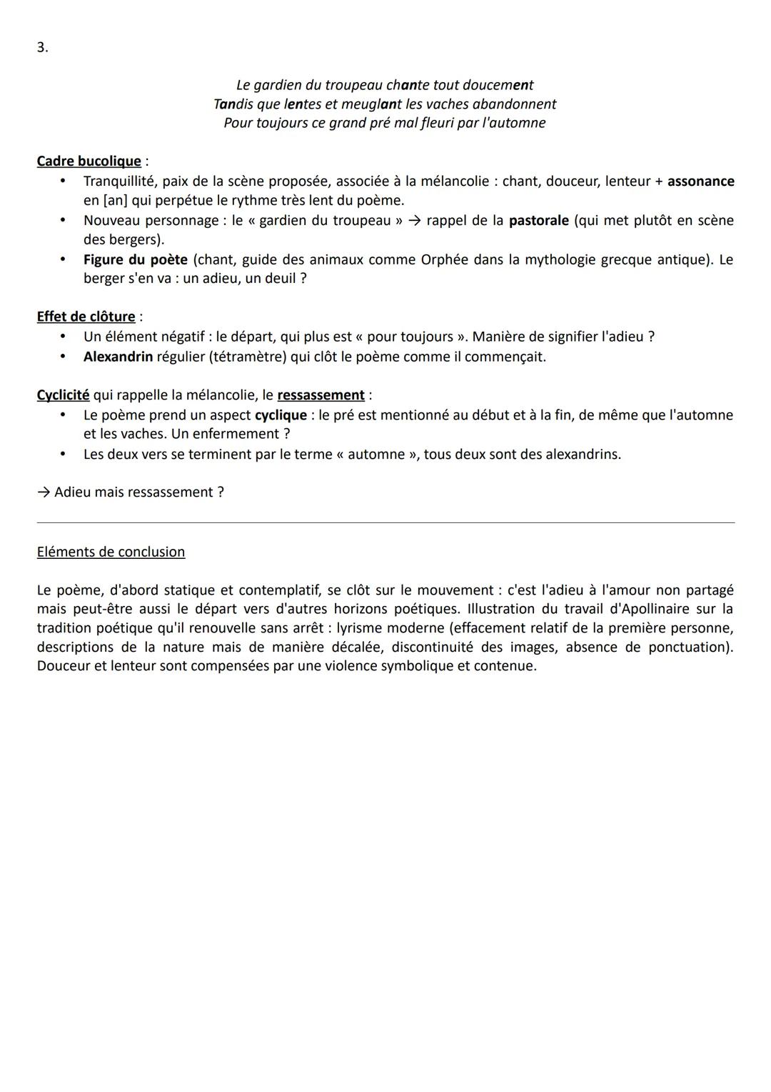TEXTE 5
GUILLAUME APOLLINAIRE, « LES COLCHIQUES >>
Eléments d'introduction
* Titre = fleur → promesse d'un poème bucolique, peut-être d