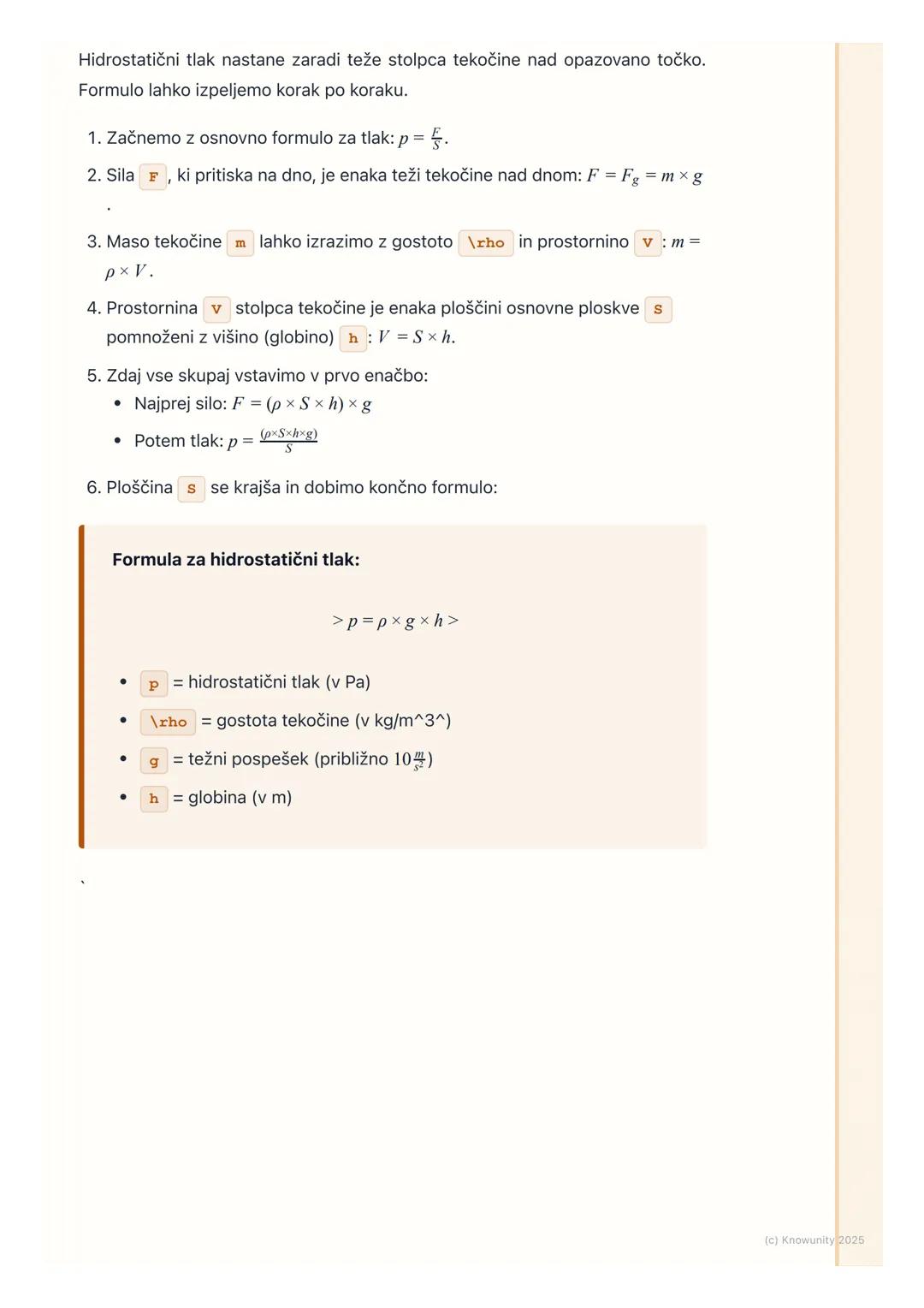 # Tlak v tekočinah
Uvod in osnove
Tlak v tekočinah je sila, s katero tekočina pritiska na ploskev. To se zgodi zaradi
teže tekočine. Preds