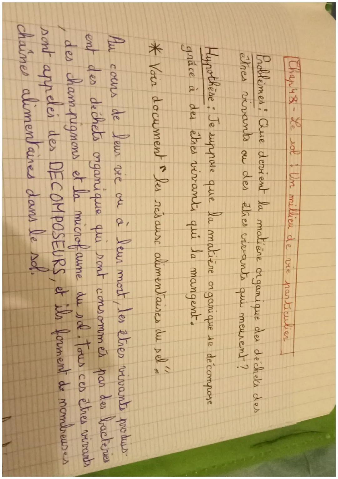 [ Chap 48 - Le sol i Un millieu de vie particulier
Problèmes: Que devient la matière organique des déchets des
êtres vivants ou des éties v