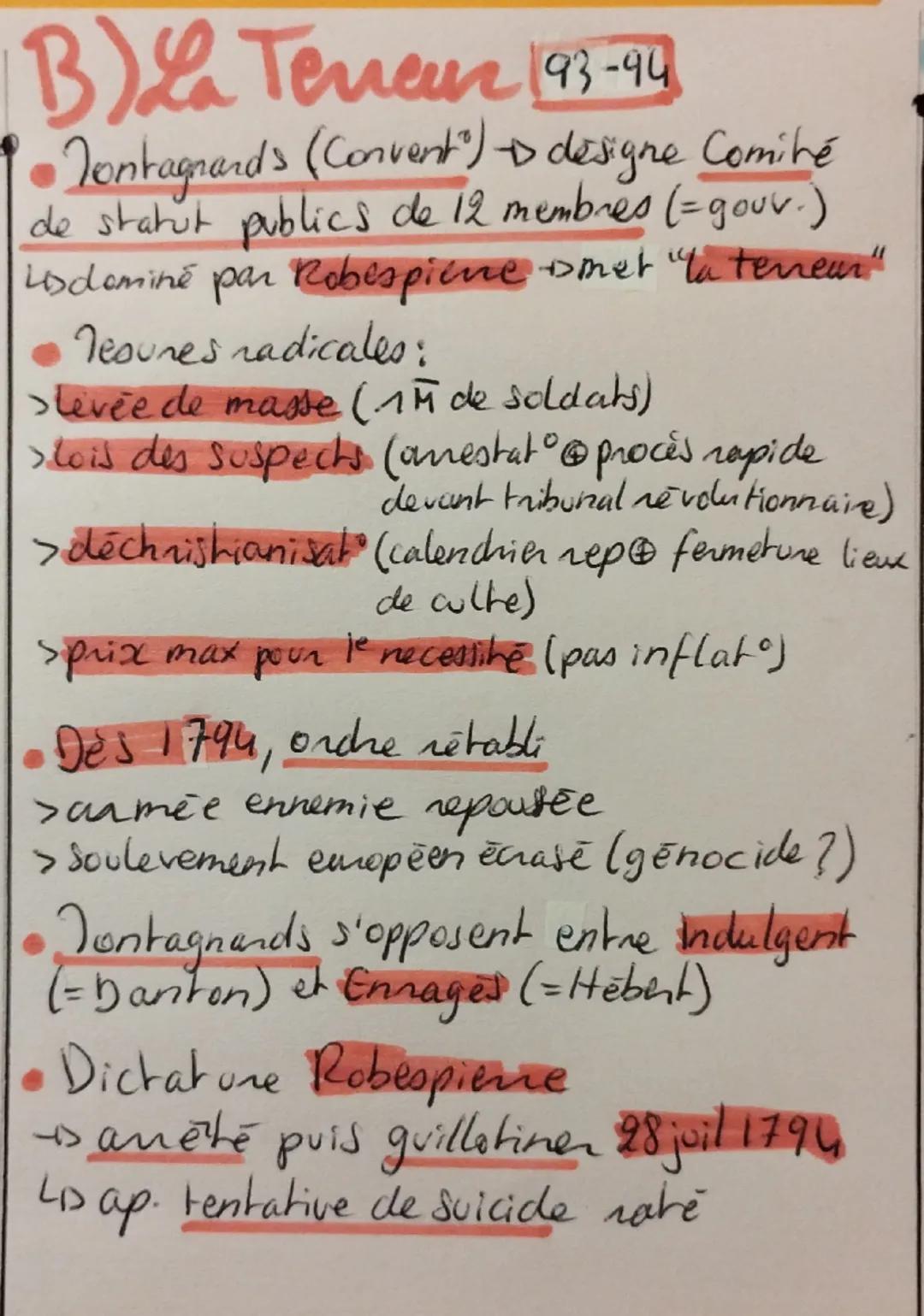 Lanation déchirée
•1792-1799.
A) République divisée B) La Terreur 1953-4183
Convent nationale élue en sept. 1792
>groupes politiques rivaux: