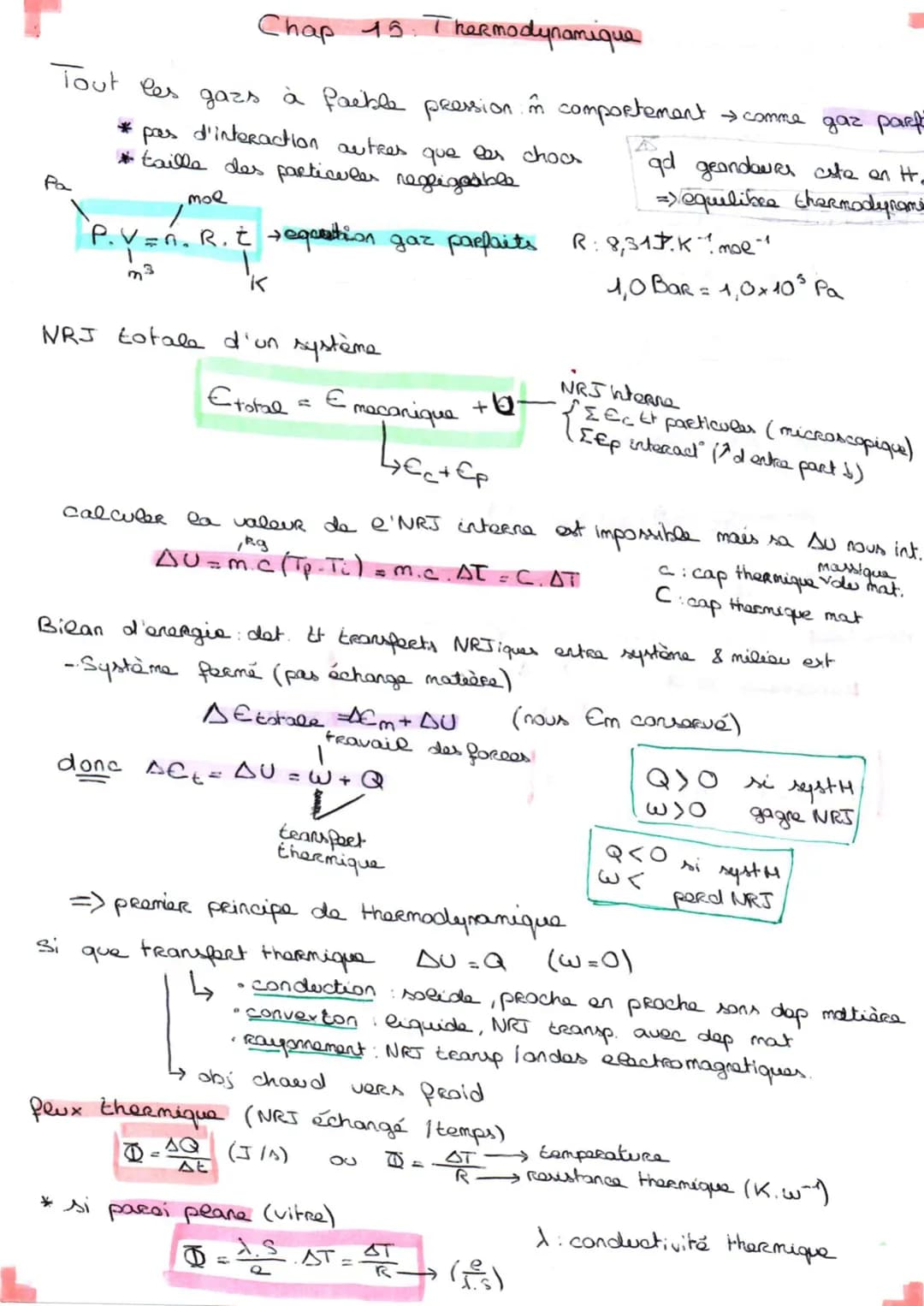 Loi phénoménologique de Newton
$\Phi = k.S (T_{ext} - T)$
$\rightarrow$ coeff de transfert
T < Text : systH refroidit-
T > Text : systH rech