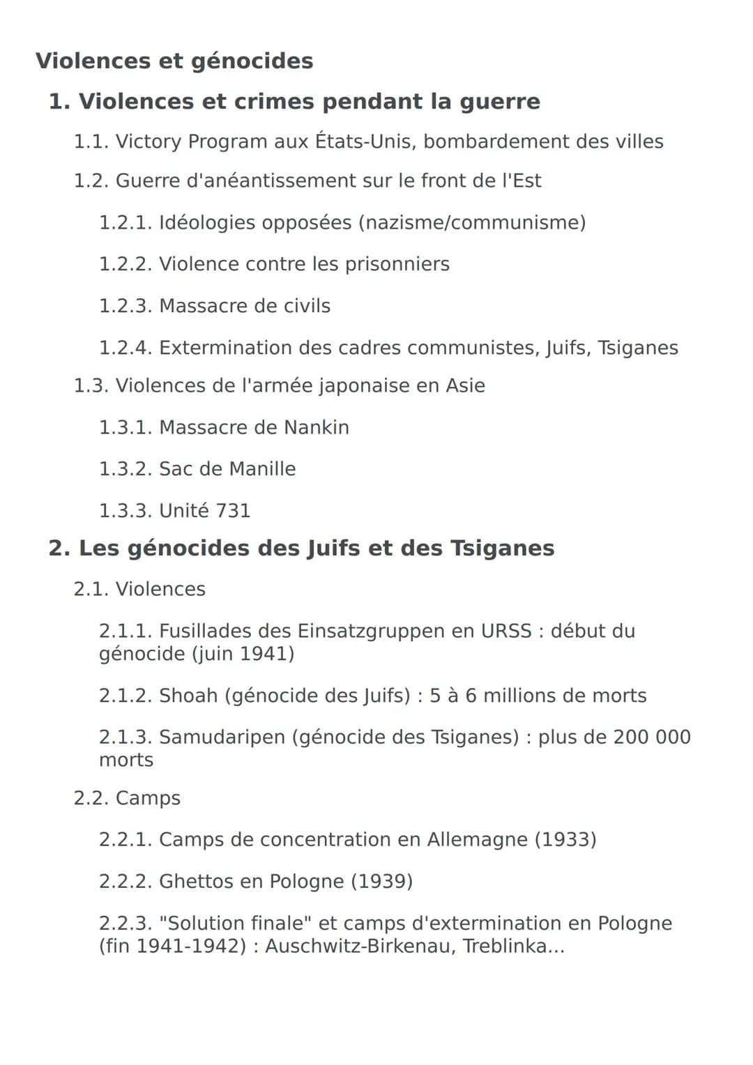 - Violences et génocides
- Violences et crimes pendant la guerre
- Victory Program aux États-Unis, bombardement des villes
- Guerr