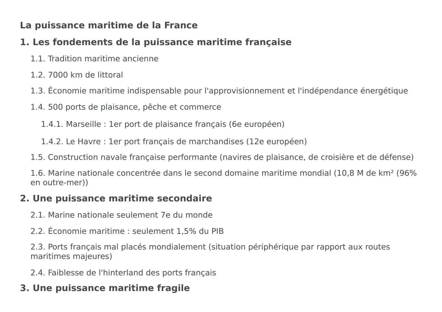 # Les enjeux de la présence française dans les mers et les océans
## Des enjeux économiques
- Repos de l'économie française sur le bon fonc