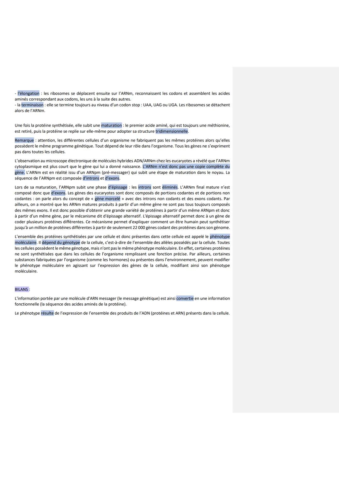 SVT: chapitre 3
Il existe donc un lien entre gènes et protéines: un gène contient une
information permettant la fabrication d'une (ou plusie