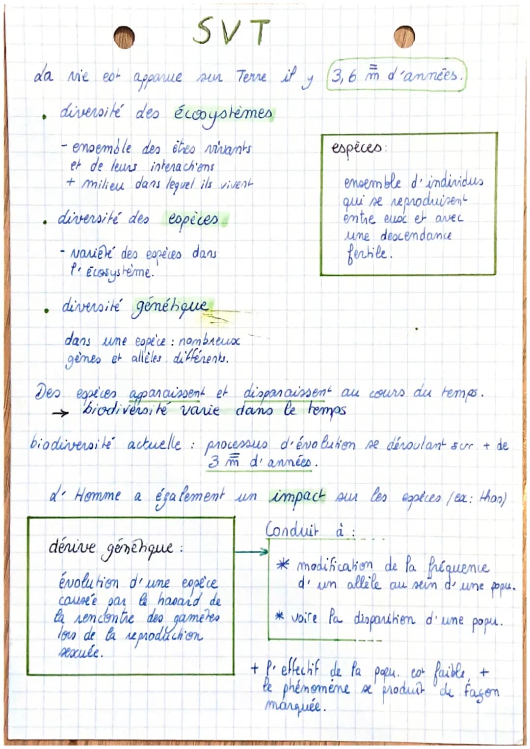 SVT
da vie est apparue sur Terre il y 3,6 m d'années.
.
diversité des écosystèmes
- ensemble des étres vivants
et de leurs interach'ens
+ m