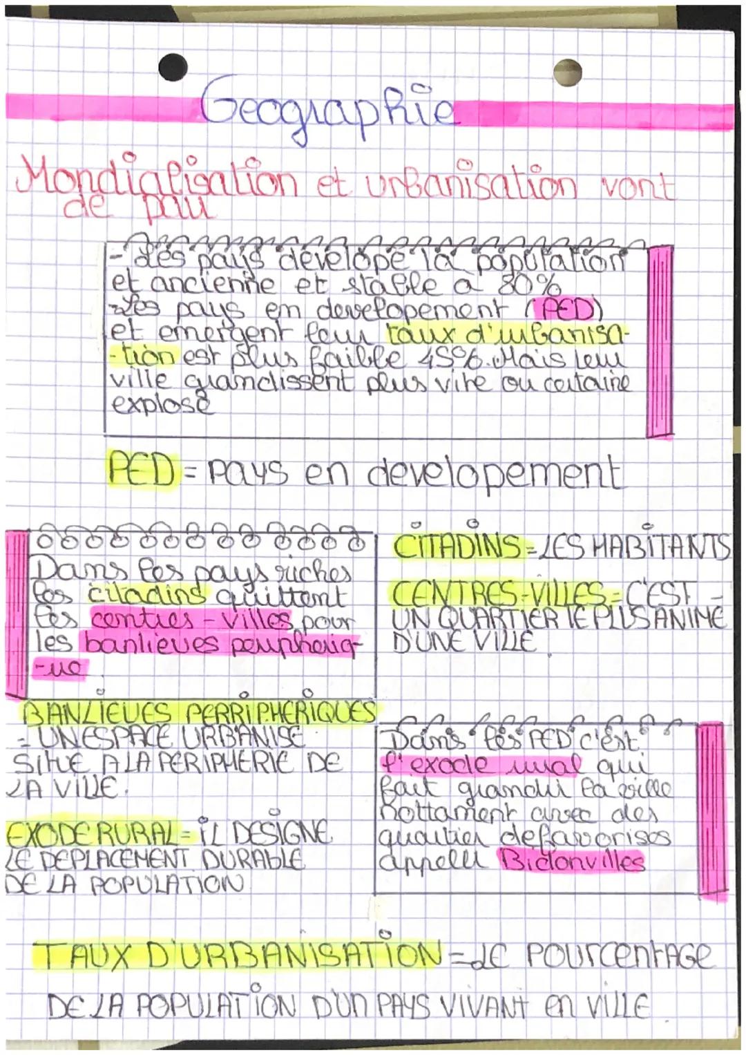 Géographie Mondialisation et urbanisation vont de pair