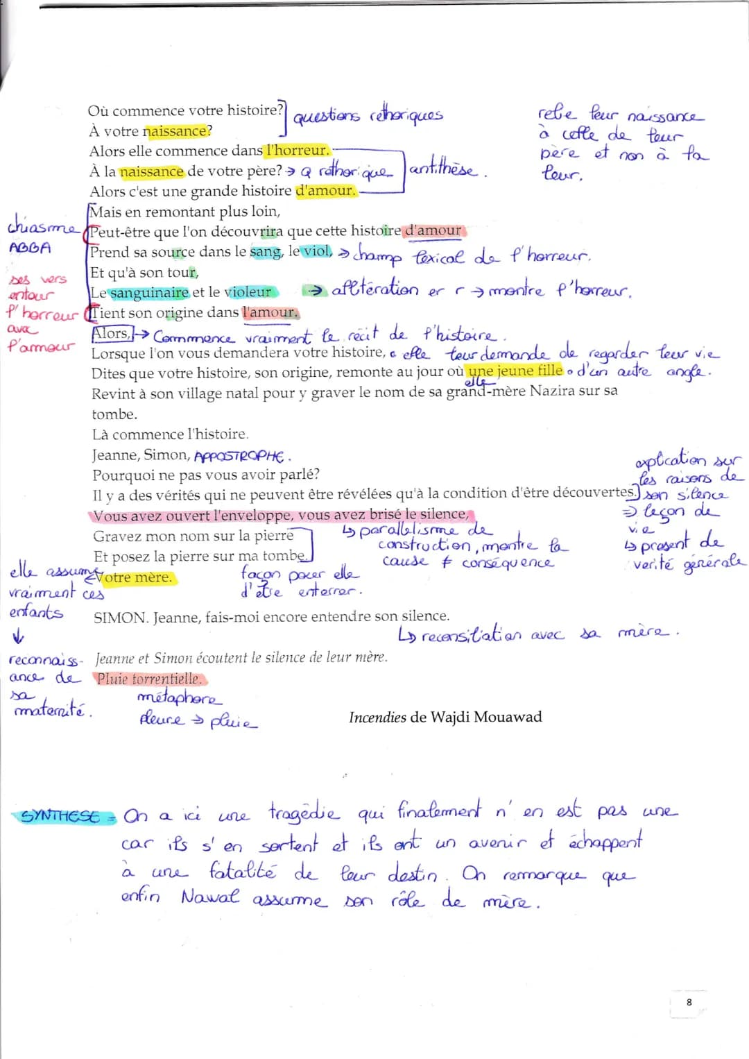 <p>Le texte qui fait l'objet de notre étude est l'épilogue de la pièce de théâtre "Incendies", écrite par Wajdi Mouawad en 2003. Il s'agit