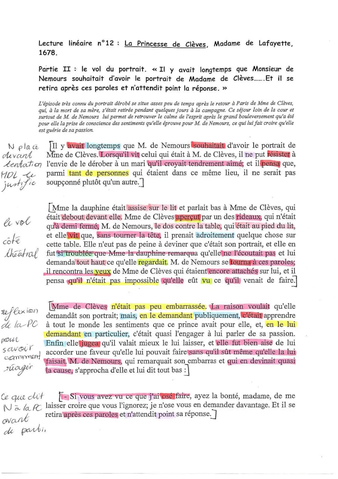 ## Texte n°12: La Princesse de Clèves, Madame de Lafayette, 1678
Ce texte est un extrait du livre La Princesse de Clèves écrit par Madame d