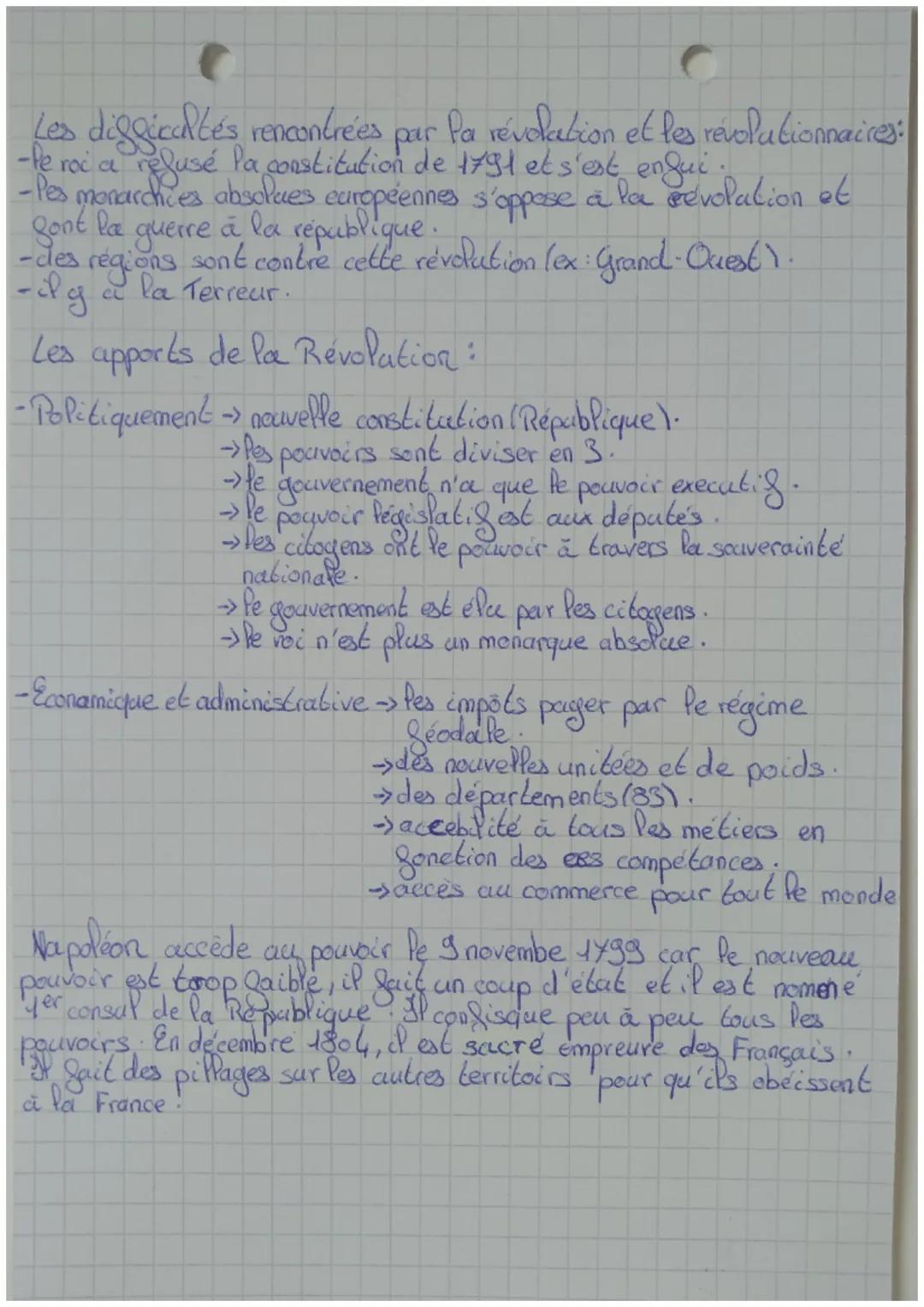 4
histoire
# LA REVOLUTION FRANCAISE
## ET L' EMPIRE
Les états generaux: une assemblée convoquée par le roi, qui
reunit les representent