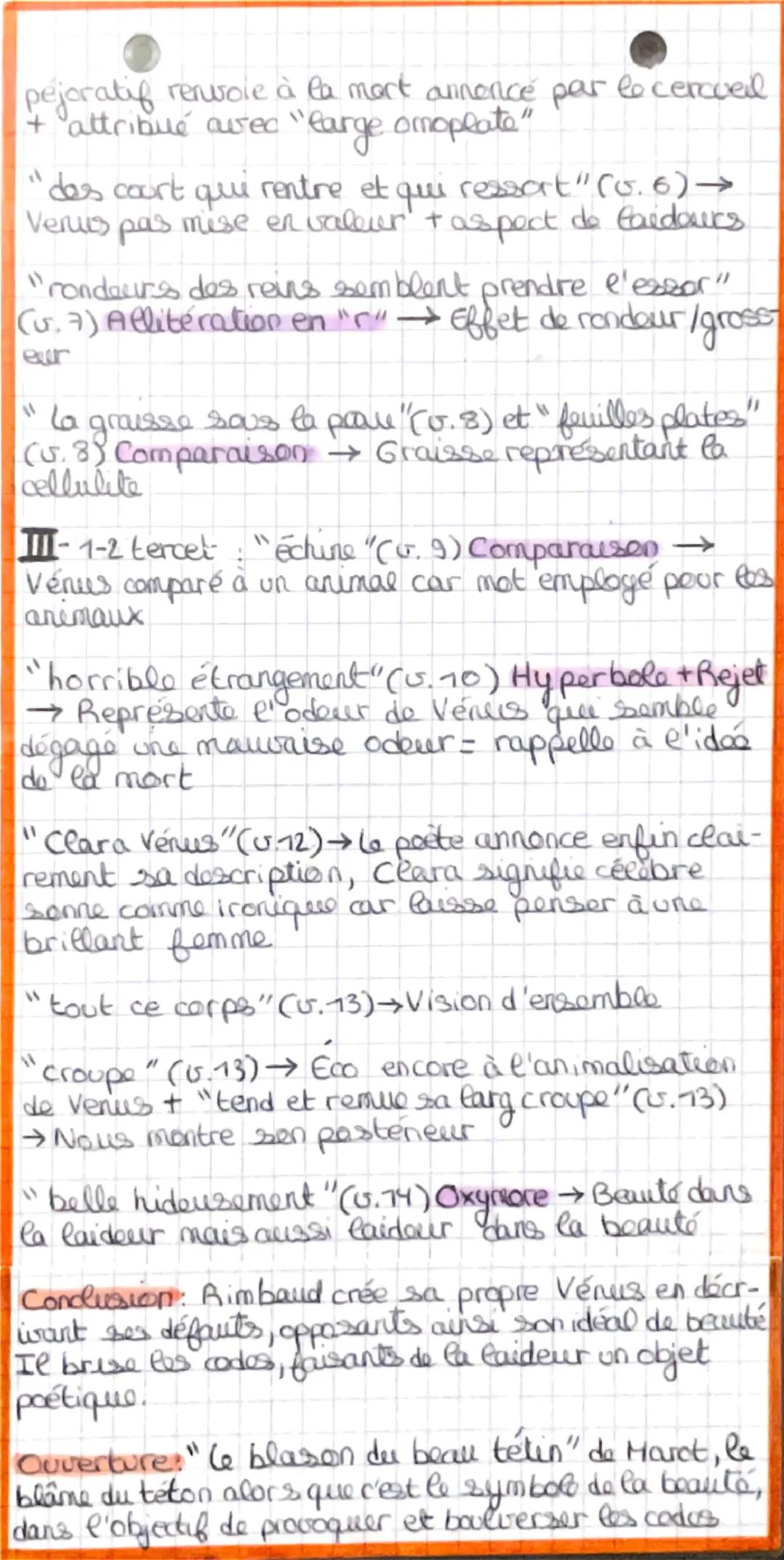 CAHIERS DE DOUAI
La Venus anadyomane
195
Symbel
isme
I-Description de la Comment Rimbould renous-
tête (strophe 7)
1)
II- Description du col