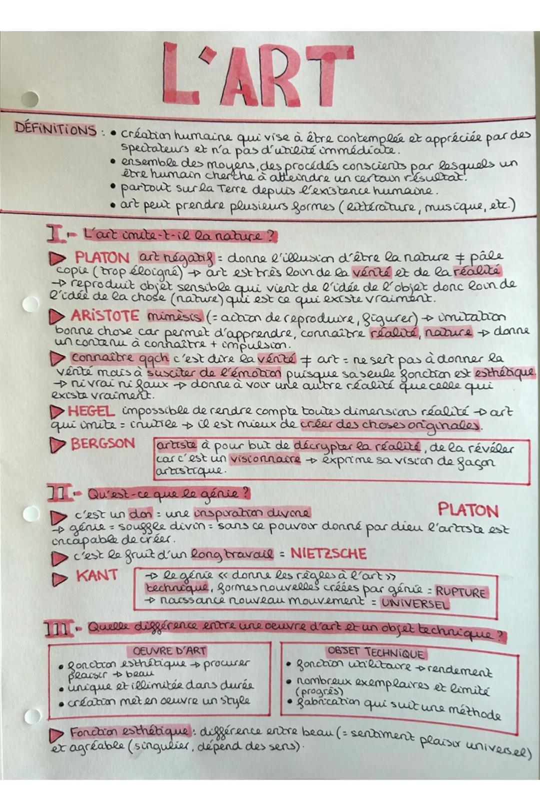 # L'ART
**DÉFINITIONS:** création humaine qui vise à être contemplée et appréciée par des
spectateurs et n'a pas d'utilité immédiate.
* e