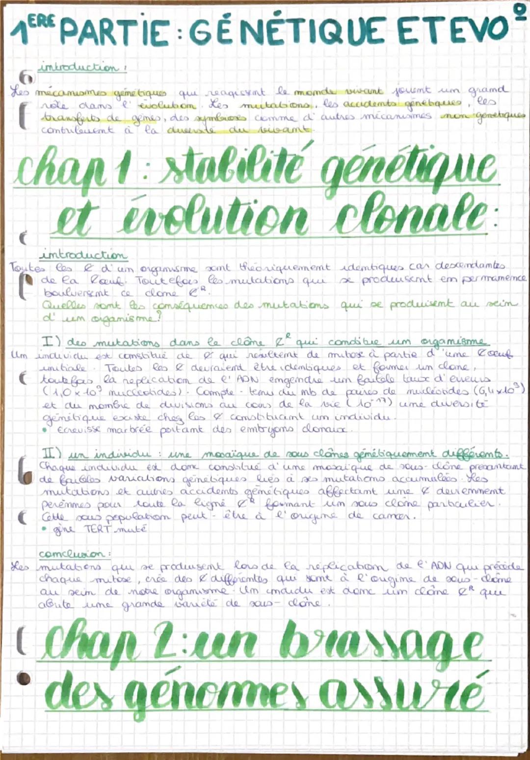 1ERE PARTIE GÉNÉTIQUE ETEVO
introduction!
Les mécanismes gemetiques qui reagissent le monde vivant jouent um grand
role dans l' evolution Le