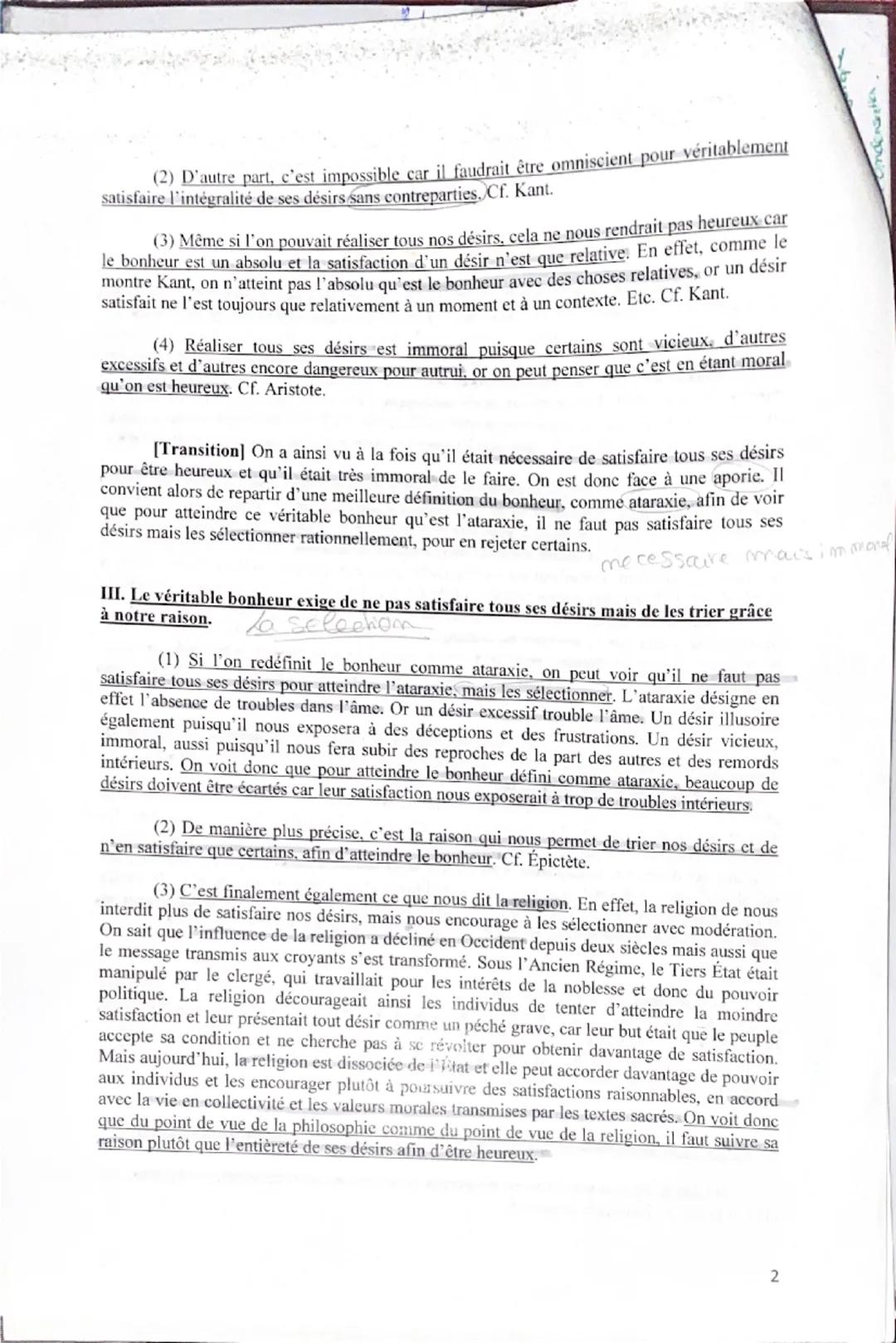 Exercice de rédaction de paragraphes de dissertation:
Faut-il satisfaire tous ses désirs pour être heureux?
I. Oui, il faut satisfaire tous