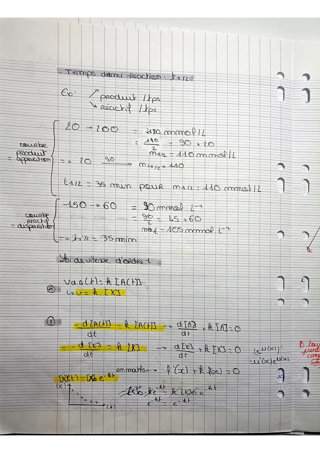 Fiche 5
2 fackups cimetiques
Vitesse volumique de disparition d'un Reactif et
d'apparition d'un produit,
Vapp (P)- d[py
dt
la température
la