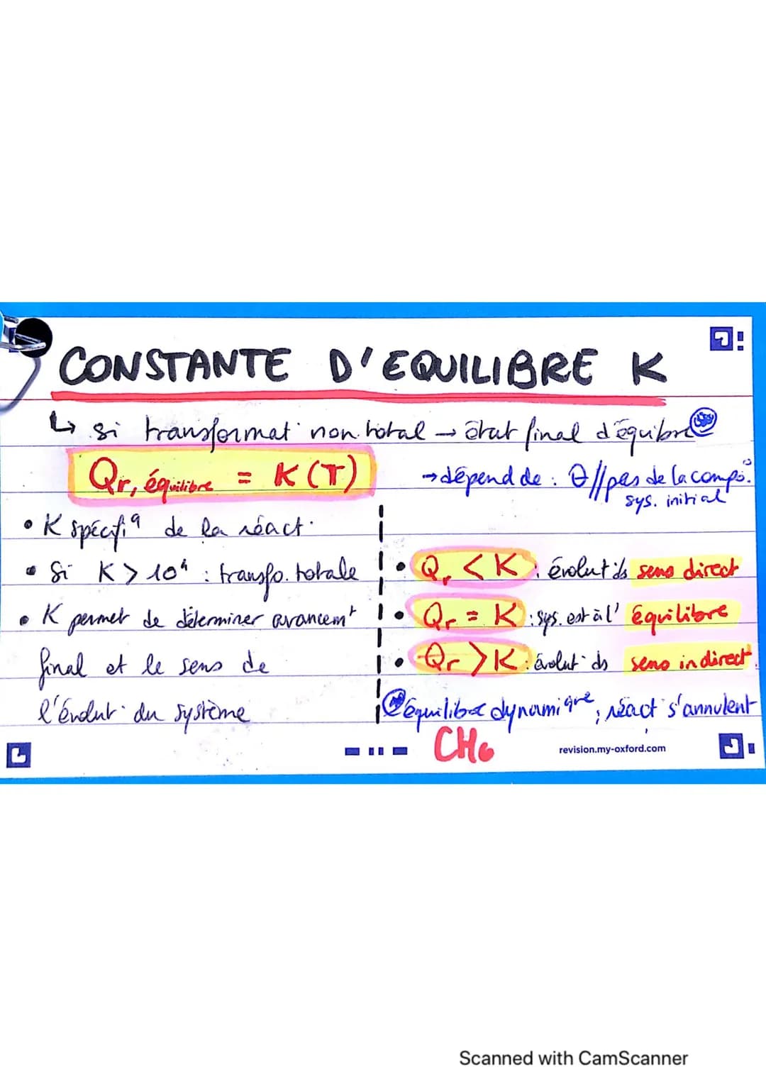 TRANSFORMATION LIMITÉE/NON-TOTALE
Là l'état final
-qt de matière des espèces chimiques
ne varient plus
•
tous les réactifs et les produits.