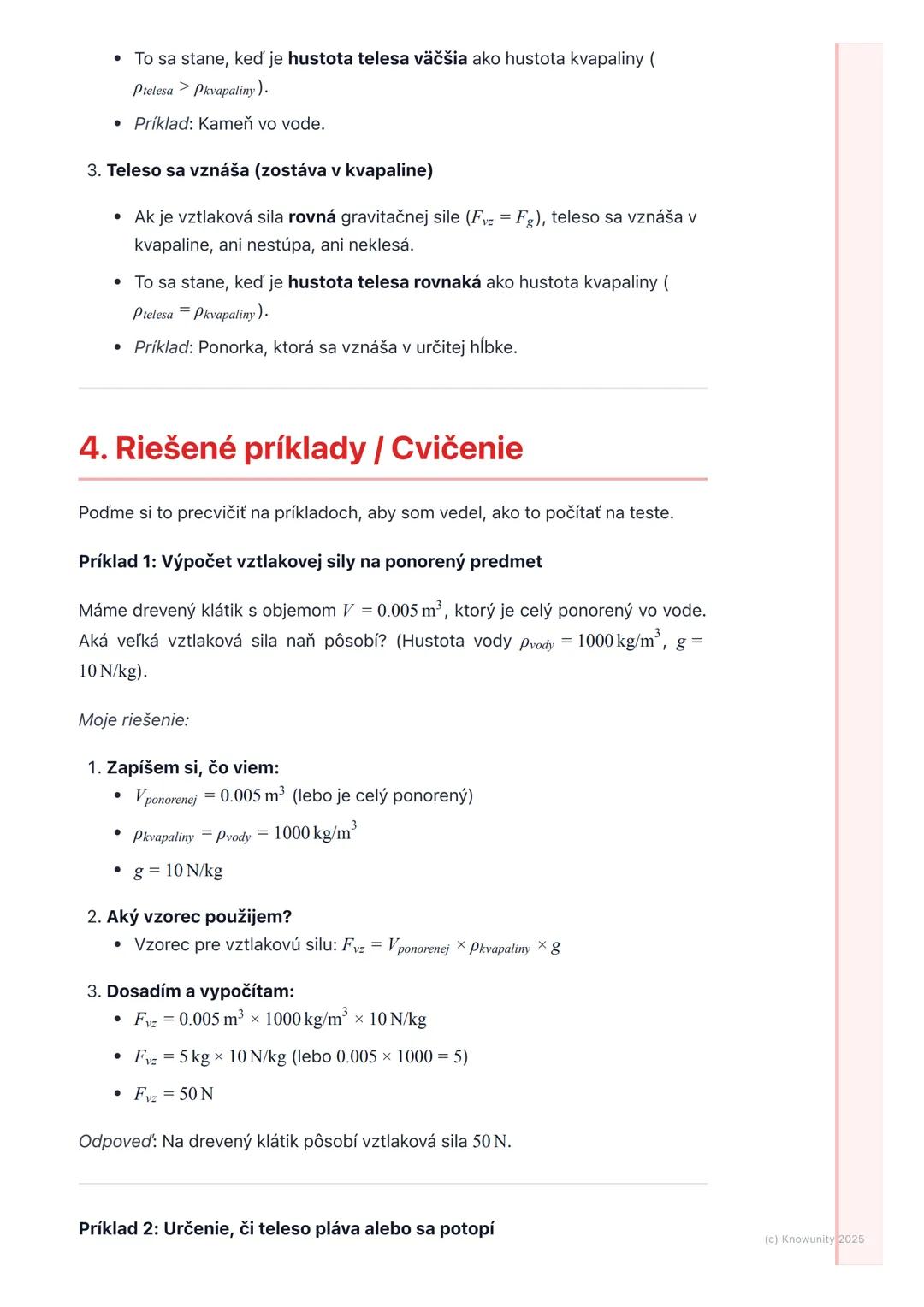 # Vztlaková sila a Archimedov
zákon
1. Prehľad a úvod
Dnes sa budeme učiť o vztlakovej sile a Archimedovom zákone. Je to dôležité,
lebo ná