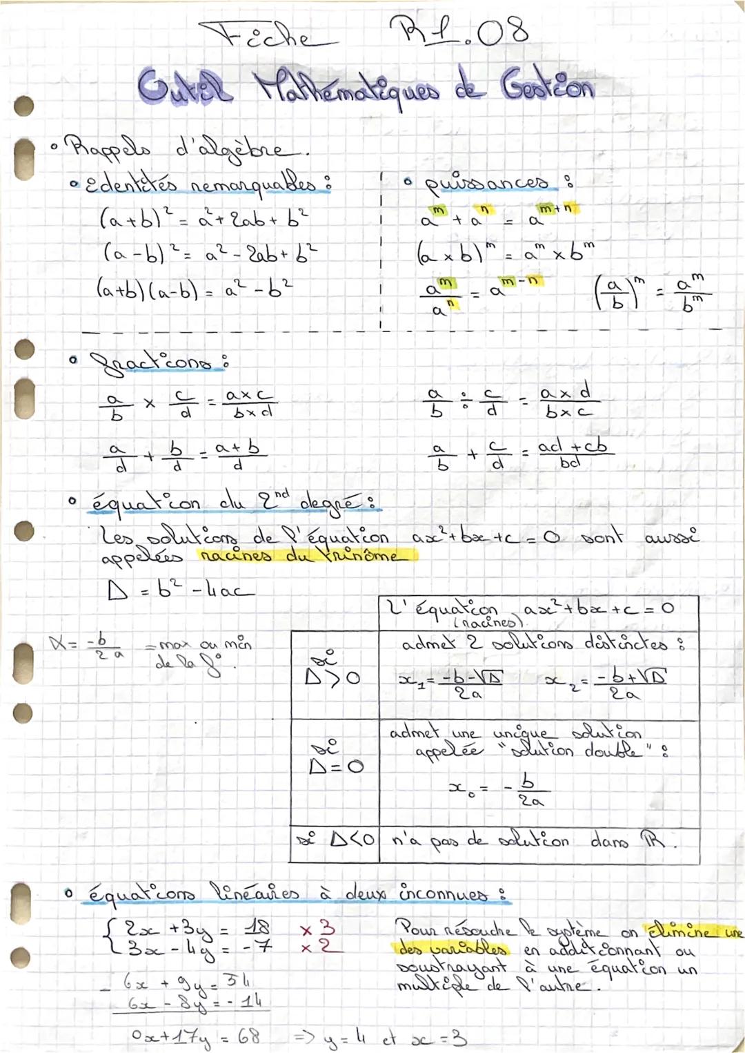 rappel règles d’algèbre