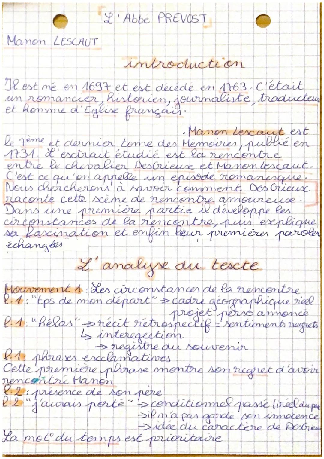 # L'Abbe PREVOST
Manon LESCAUT
introduction
Il est mé en 1697 et est decede en 1763. C'était
un romancier, historien, journaliste, traduc
