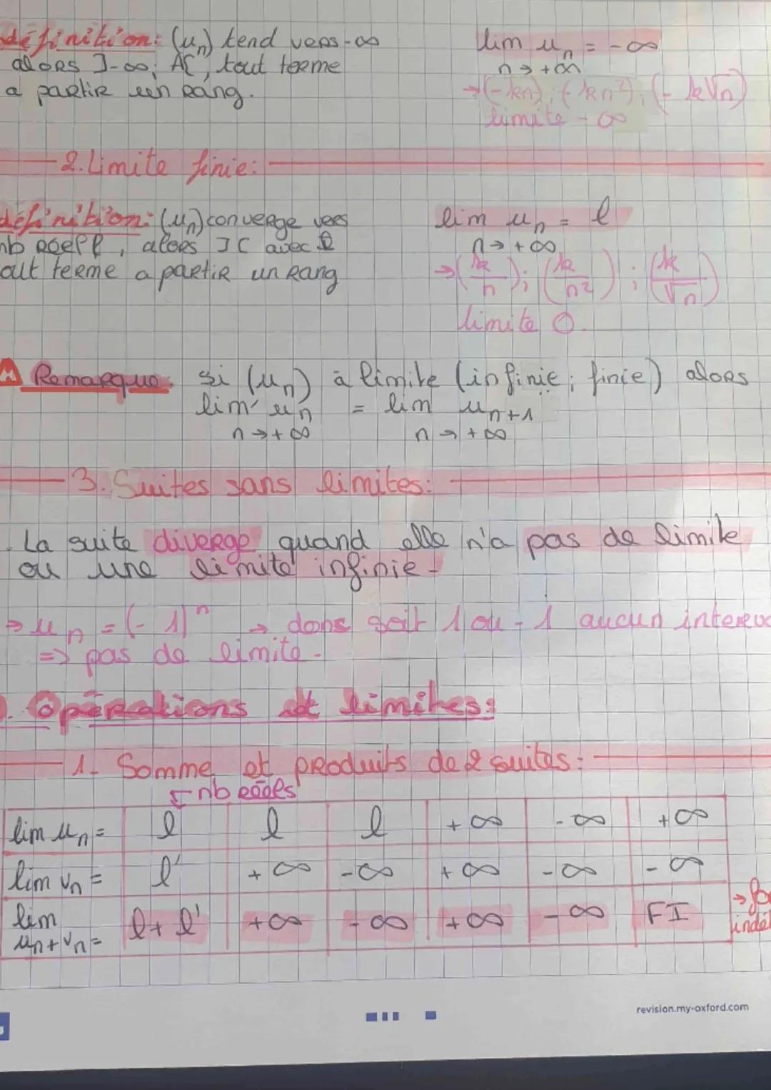 # Chapitre 3: Les Suites:
# Arithmétique:
- Raison R. 1er teame no
L↳ R= -0,5; Mo=44 = 3,51
• Un+1= Un ⊕R
→ Difference: un+1 = Un-R
• M