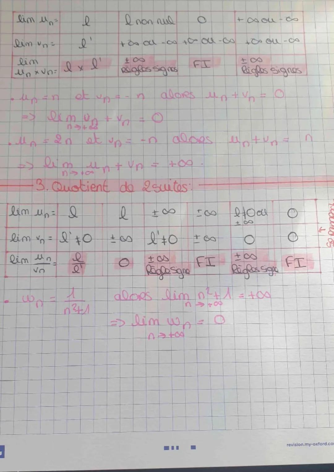 # Chapitre 3: Les Suites:
# Arithmétique:
- Raison R. 1er teame no
L↳ R= -0,5; Mo=44 = 3,51
• Un+1= Un ⊕R
→ Difference: un+1 = Un-R
• M