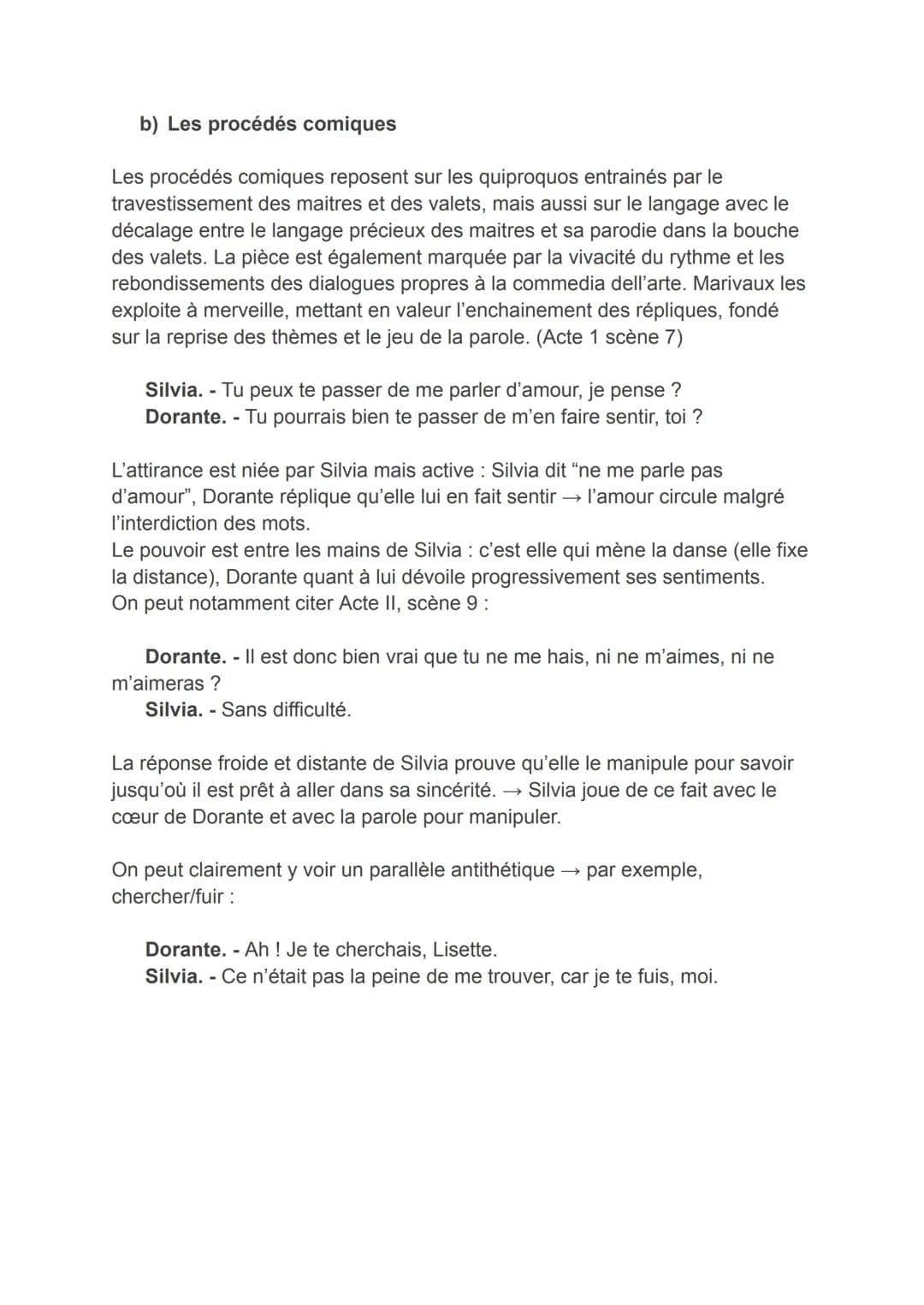 Analyse et lien avec le parcours "Les jeux du cœur et de la
parole" de l'œuvre "Le jeu de l'amour et du hasard" de Marivaux
Lecture cursive