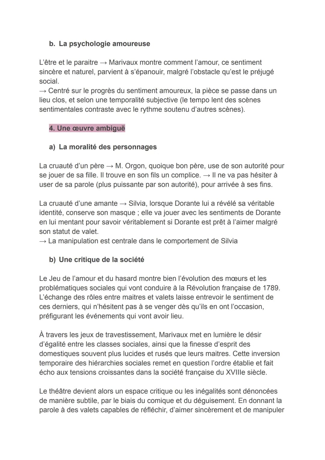 Analyse et lien avec le parcours "Les jeux du cœur et de la
parole" de l'œuvre "Le jeu de l'amour et du hasard" de Marivaux
Lecture cursive