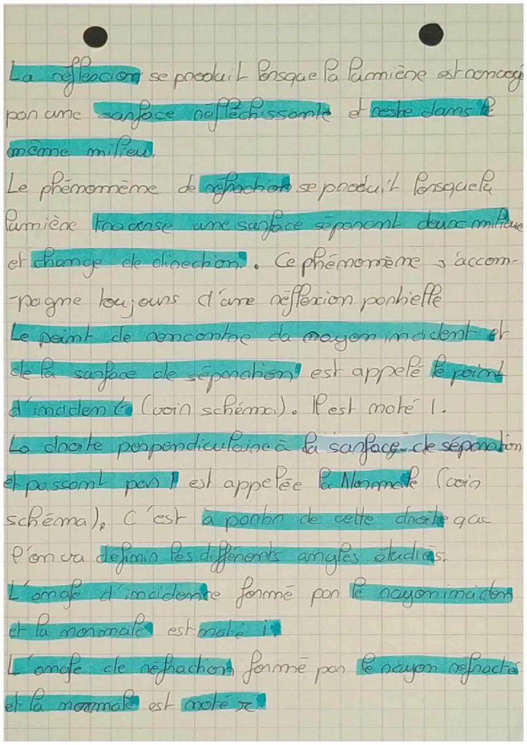 Physique
# REFLEXION ET REFR-
# -ACTION DE LALUMHERE
Le rayon de lumière qui est issa de la sounce
est appelé bayon d'imaccdon't.
Doms
un mi