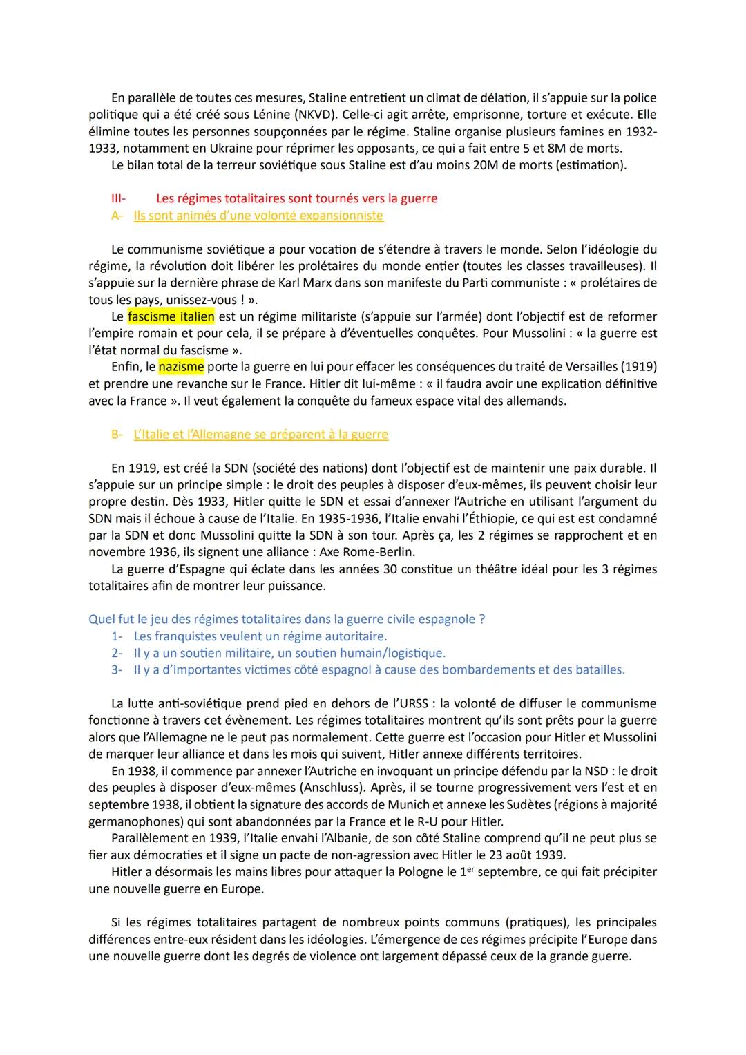 Thème 1 - Fragilité des démocraties, totalitarismes et Seconde Guerre Mondiale (1929-1945)
Chapitre 2 Les régimes totalitaires
Dans la premi