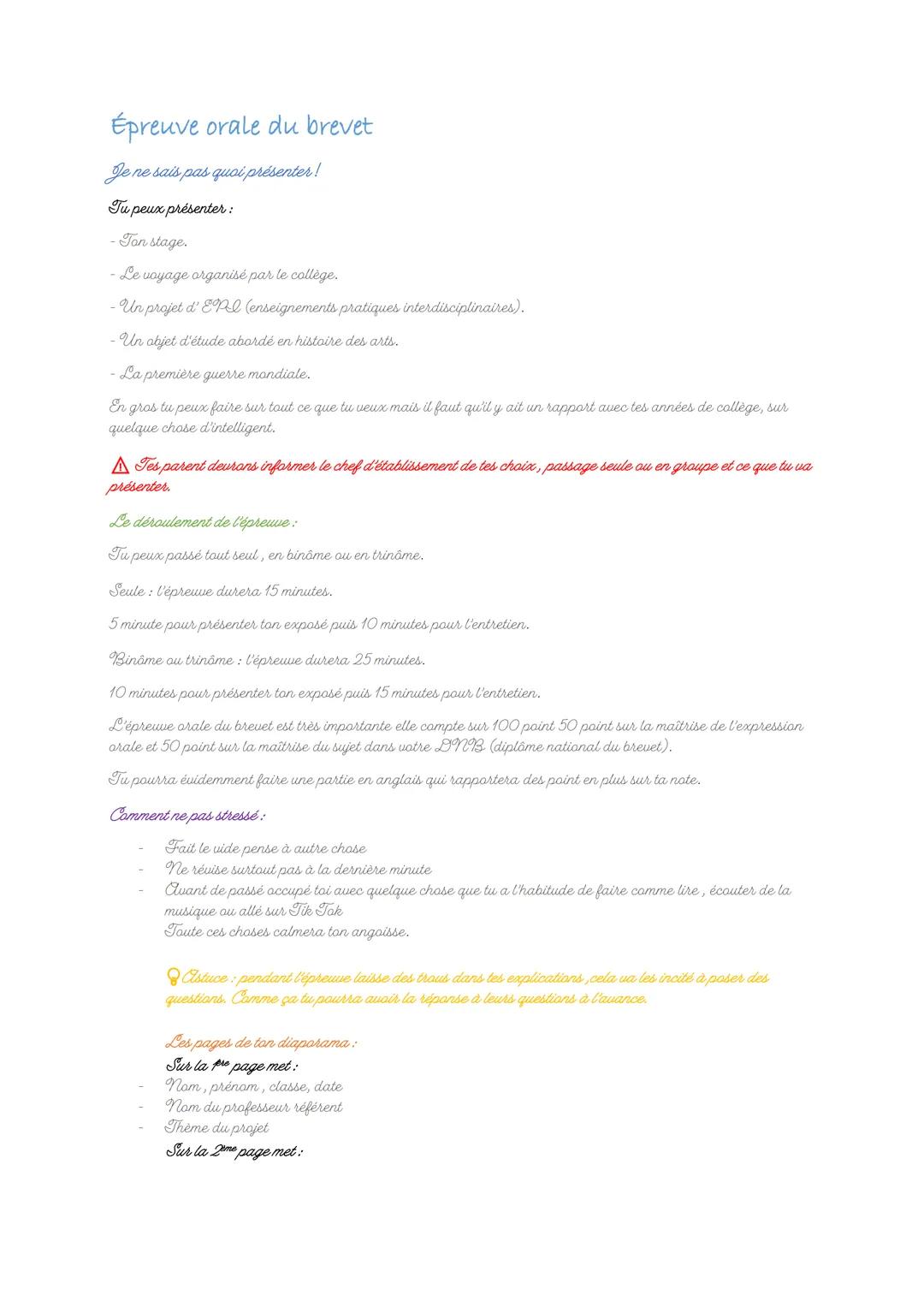 Épreuve orale brevet