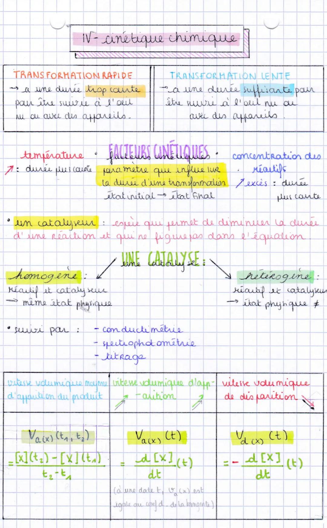 Chimie : Cinétique chimique