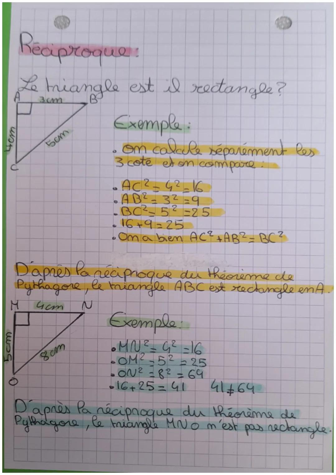 # Pythagore:
## Théorème:
Dans un triangle rectangle le carré
de la longueur de l'hypotenuse (le + grand
cote du triangle) Jest est égal à