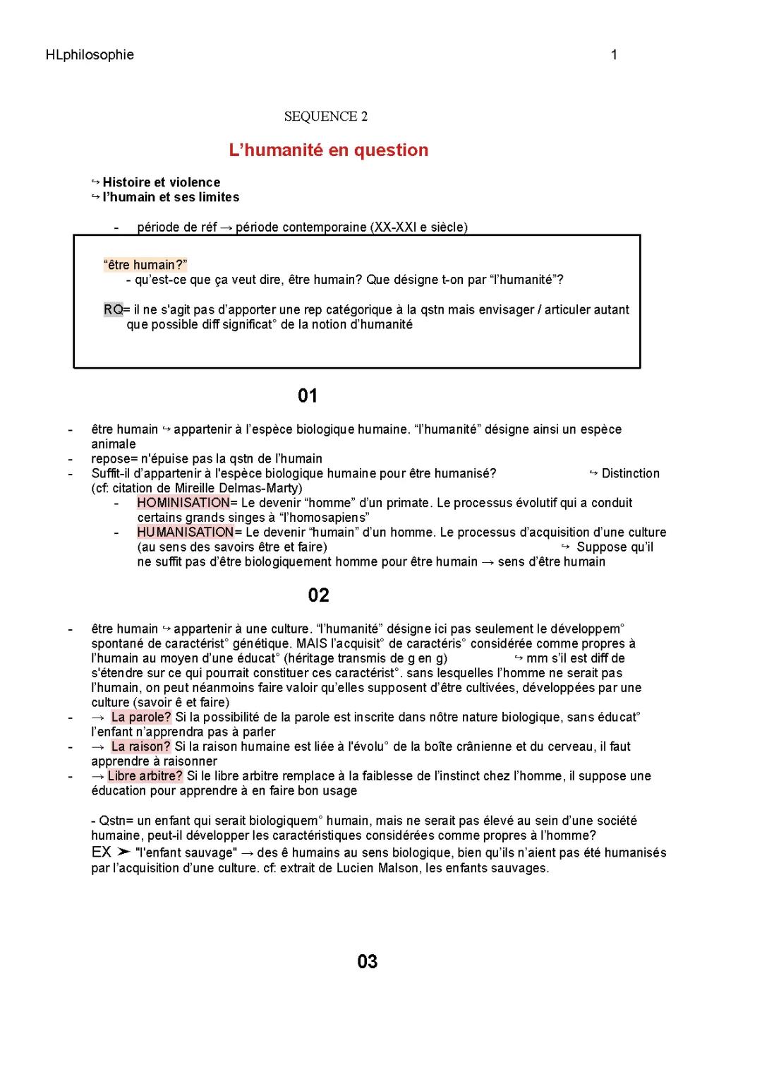 l’humanité en question