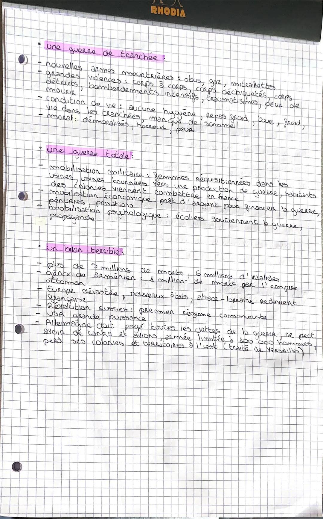 RHODIA
• une guerre de tranchée
- nouvelles armes meurtrières: obus, gaz, mitraillettes
- grandes violences: Corps à corps, corps déchiquet