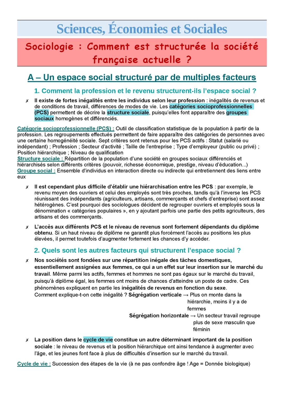 Comment est structurée la société française actuelle ?