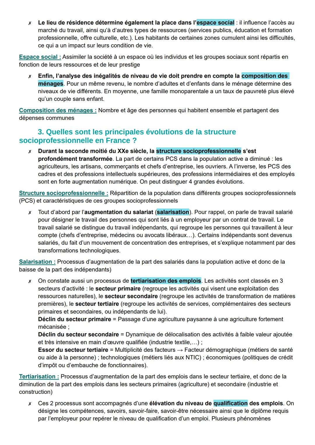 --- OCR Start ---
Sciences, Économies et Sociales
Sociologie: Comment est structurée la société
française actuelle ?
A- Un espace social str