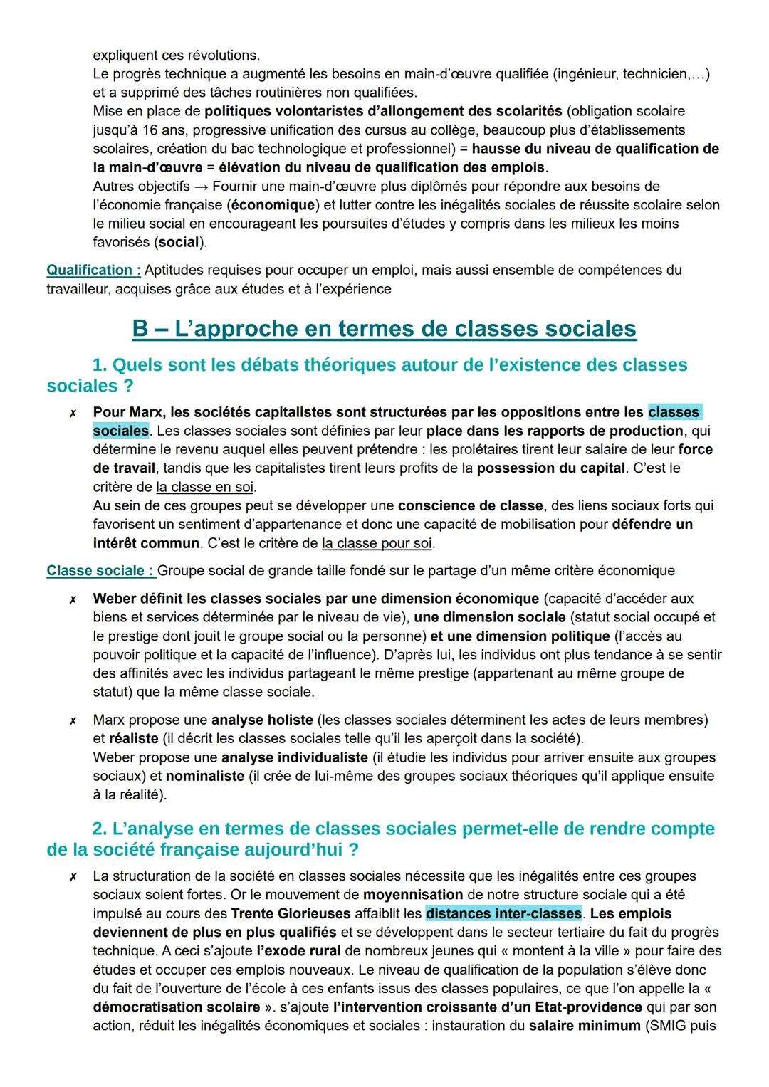 --- OCR Start ---
Sciences, Économies et Sociales
Sociologie: Comment est structurée la société
française actuelle ?
A- Un espace social str