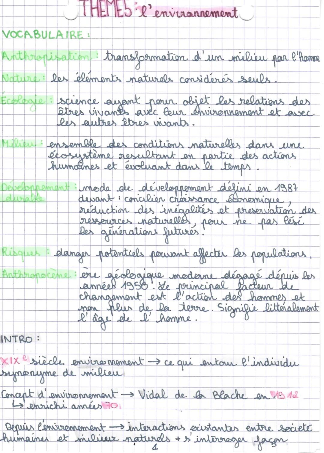 HGGSP INTRO Thème 5 : L'Environnement (1)