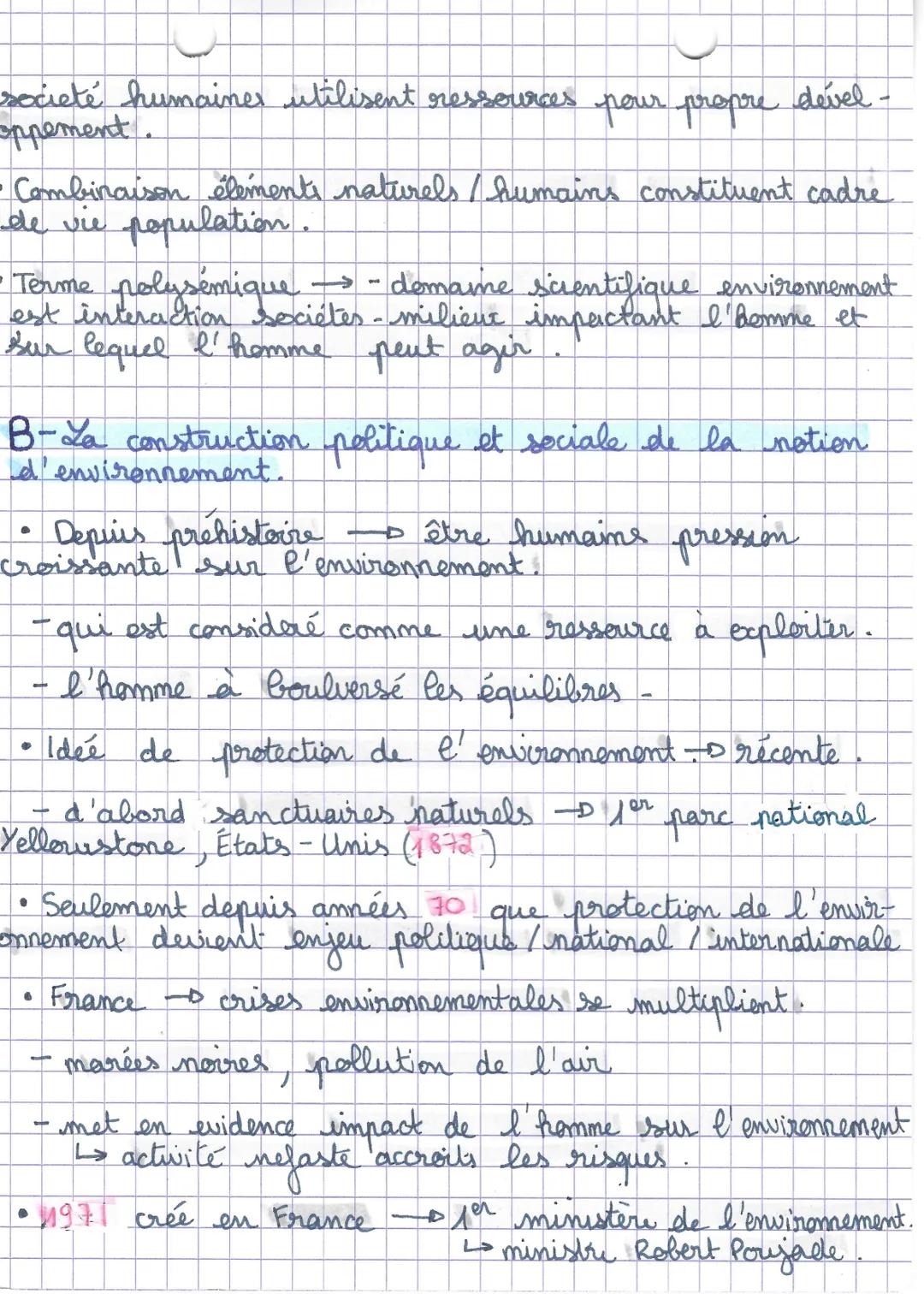 # THEMES'l'environnement
VOCABULAIRE:
Anthropisation: transformation d'un milieu par l'homme
Nature: les éléments naturels considérés seu