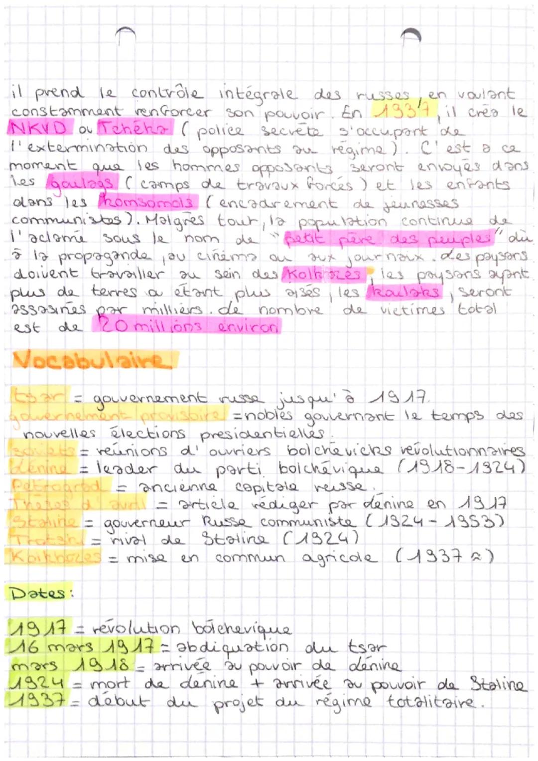 thistoire
(1947-1953) l'URSS denine - Staline
I da revolution bolchévique (1917)
Une
russe
grosse
crise economique heurte la population.
les