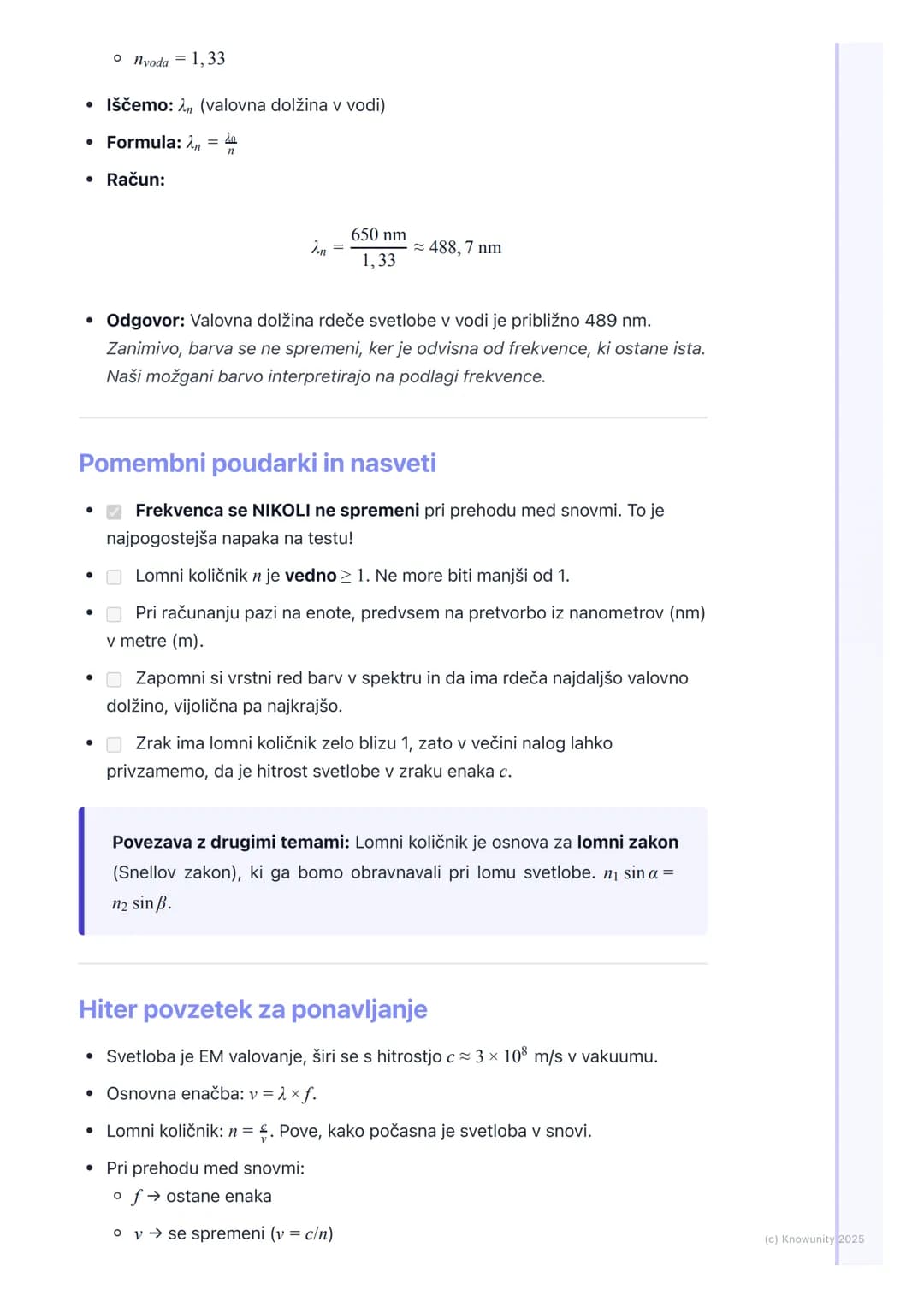 # Svetloba kot valovanje
Splošen pregled
Svetloba je oblika elektromagnetnega (EM) valovanja. To pomeni, da za
svoje širjenje ne potrebuje