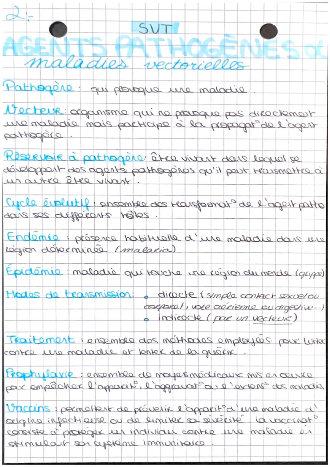 Agents pathogènes et maladies vectorielles