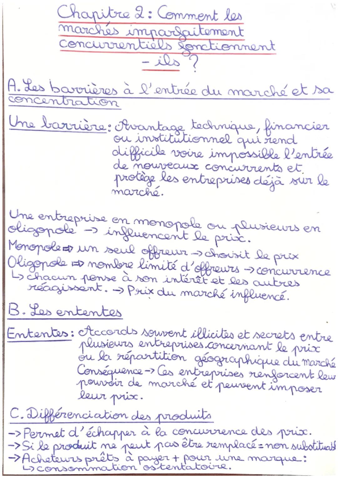 # Chapitre 2: Comment les
marchés imparfaitement
concurrentiels Sonctionnent
- ils ?
A. Les barrières à l'entrée du marché et sa
concentrat