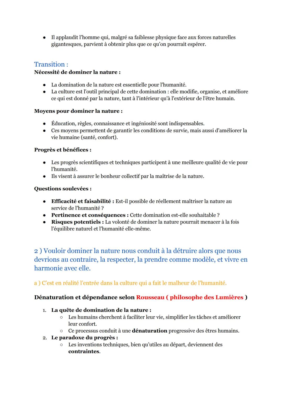 (4/17)
La nature:
(Séquence 2, partie 1)
Introduction :
Question initiale: dominer la nature
* Dominer la nature est-il nécessaire ou contin