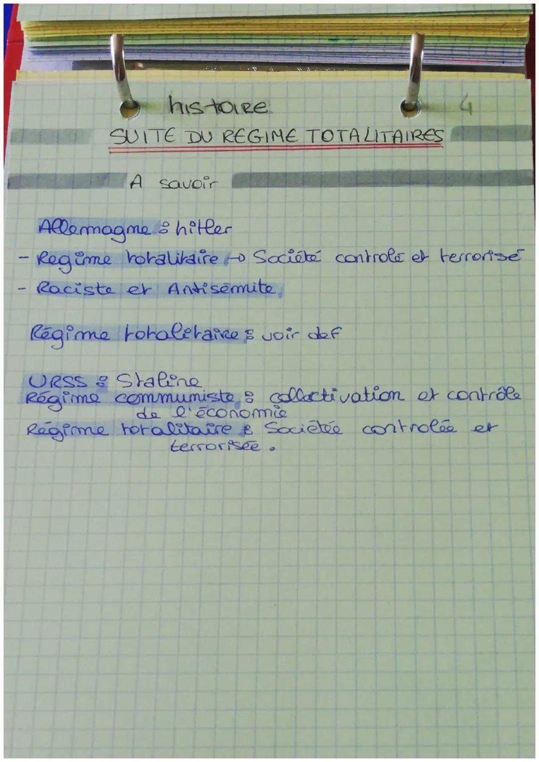 # hist OIRE
REGIMES TOTALITAIRES ET
DEMOCRATIES FRAGILISÉES
Se que je dois commaitre
- l'accession au pouvoir de Staline : 1924
- le déb