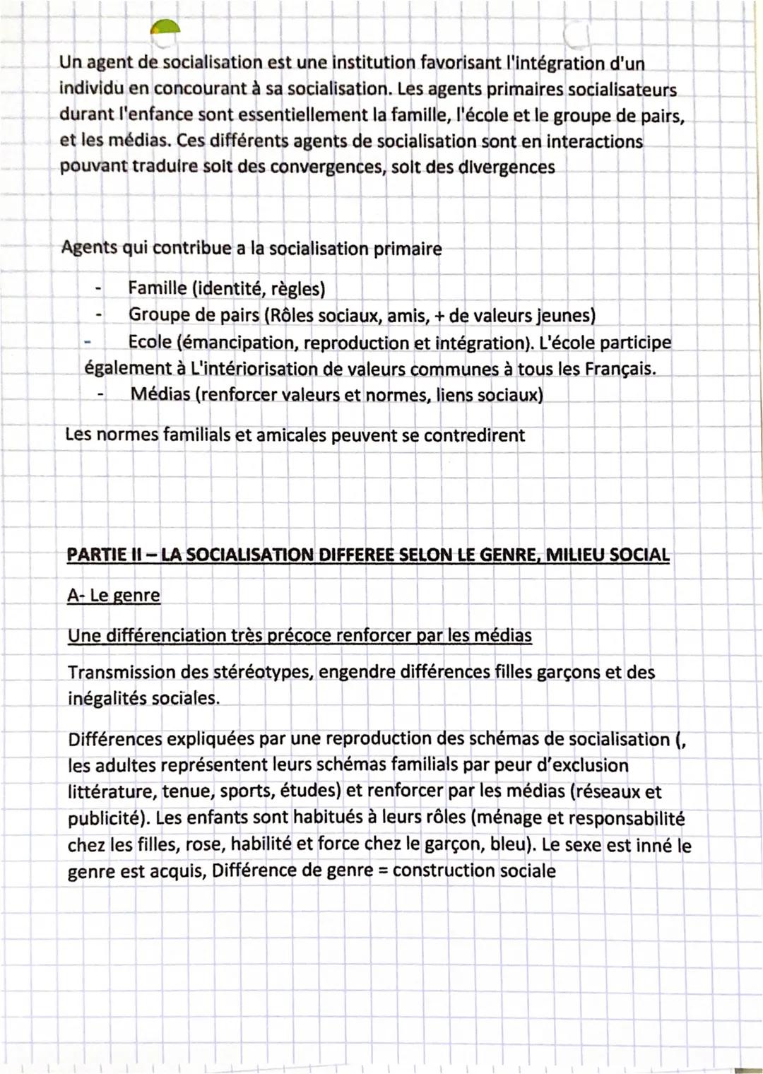 cia
La socialisation - Acteurs sociaux
PARTIE I-DEVENIR UN ETRE SOCIAL
Socialisation; processus d'intériorisation des valeurs normes et stat