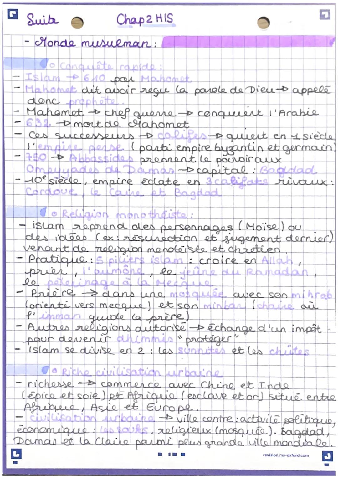 □ his
chapitre 2
3 civilisations en méditerranée medievale
-Occident Chrétiens:
To Royaumes divisés
- Après 976, les germains créent des ray