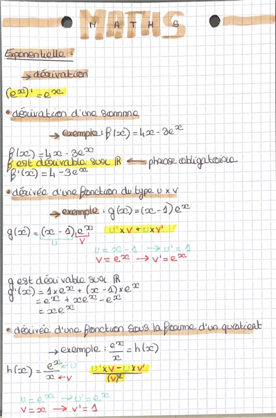 • MATHS.
Exponentielle et suite géométrique
e<sup>a</sup>n = (e<sup>a</sup>)<sup>n</sup>
La suite (e<sup>a</sup>n) est une suite géométrique